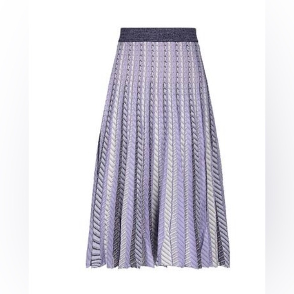 Lilac metallic thread detail midi skirt